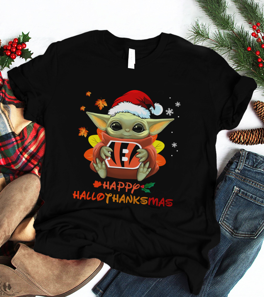 Cincinnati Bengals Baby Yoda Happy Hallothanksmas 505 L1PTT T-Shirt