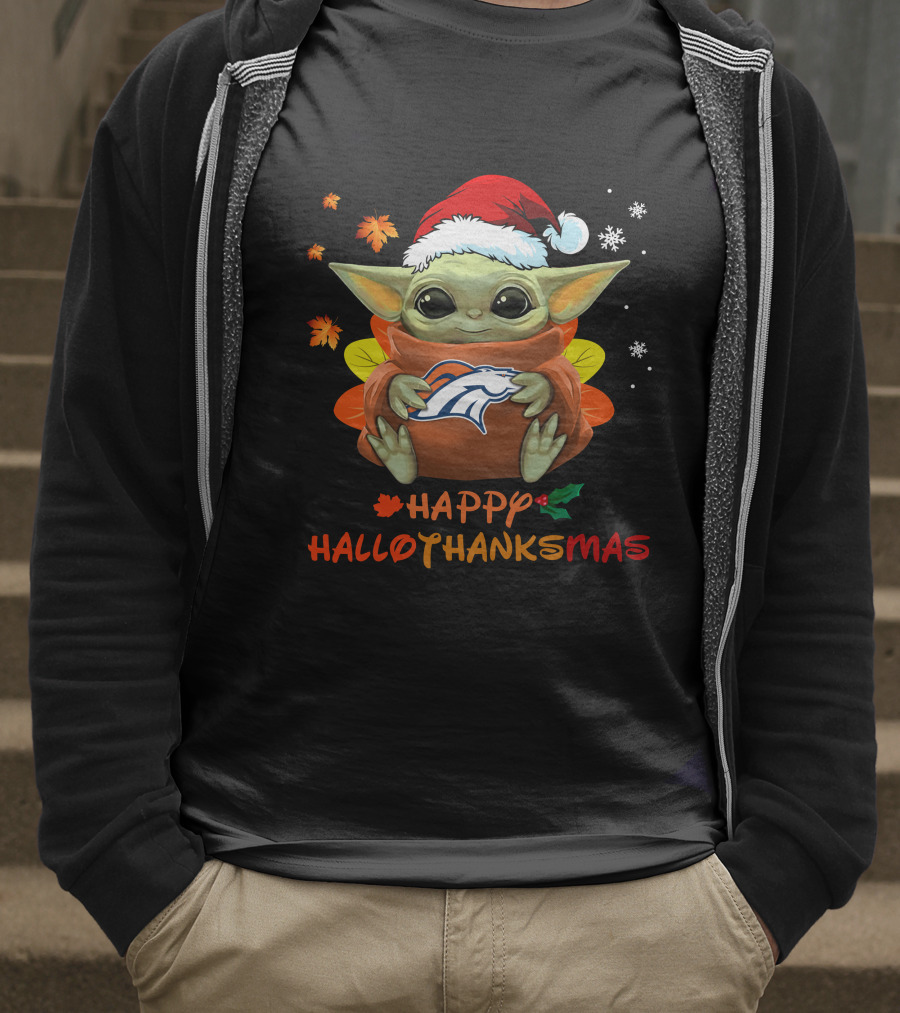 Denver Broncos Baby Yoda Happy Hallothanksmas 505 L1PTT T-Shirt
