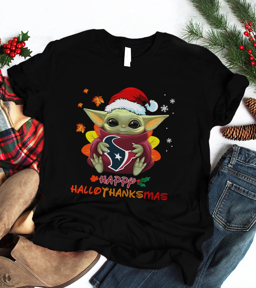 Happy Hallothanksmas Houston Texans Baby Yoda 505 L1PTT T-Shirt