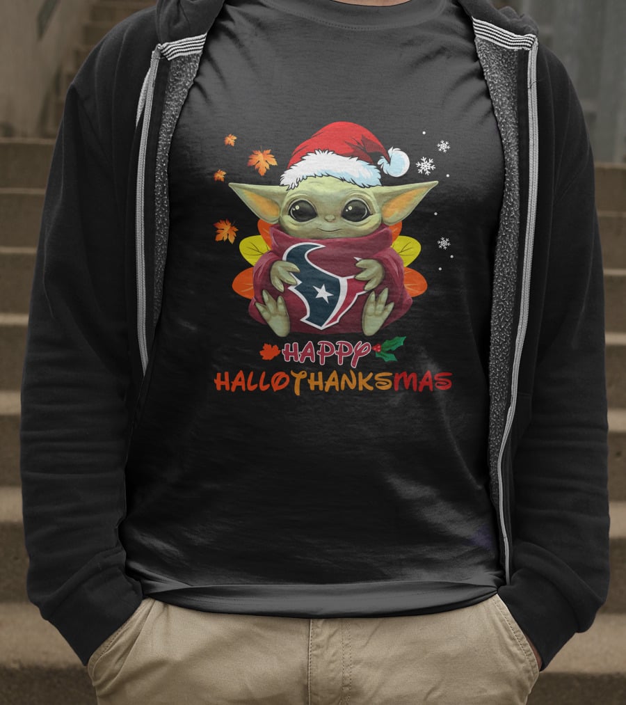 Happy Hallothanksmas Houston Texans Baby Yoda 505 L1PTT T-Shirt