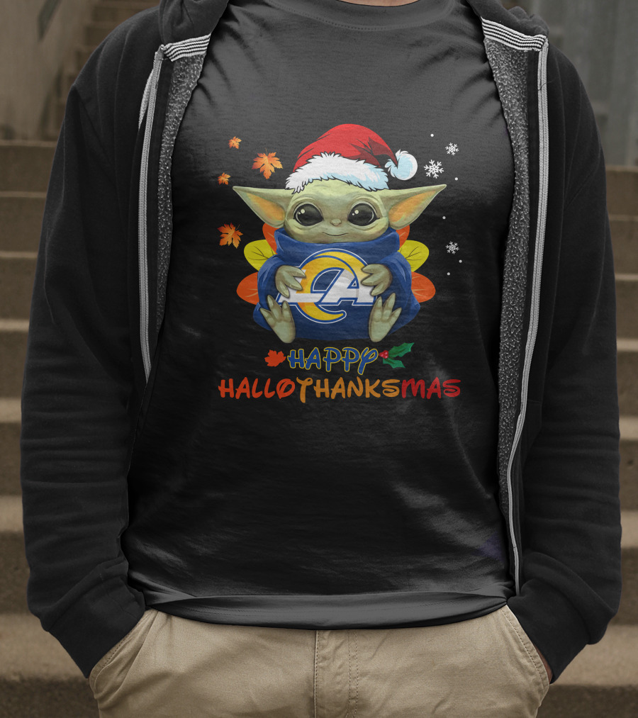 Happy Hallothanksmas Los Angeles Rams Baby Yoda Holiday 505 L1PTT T-Shirt