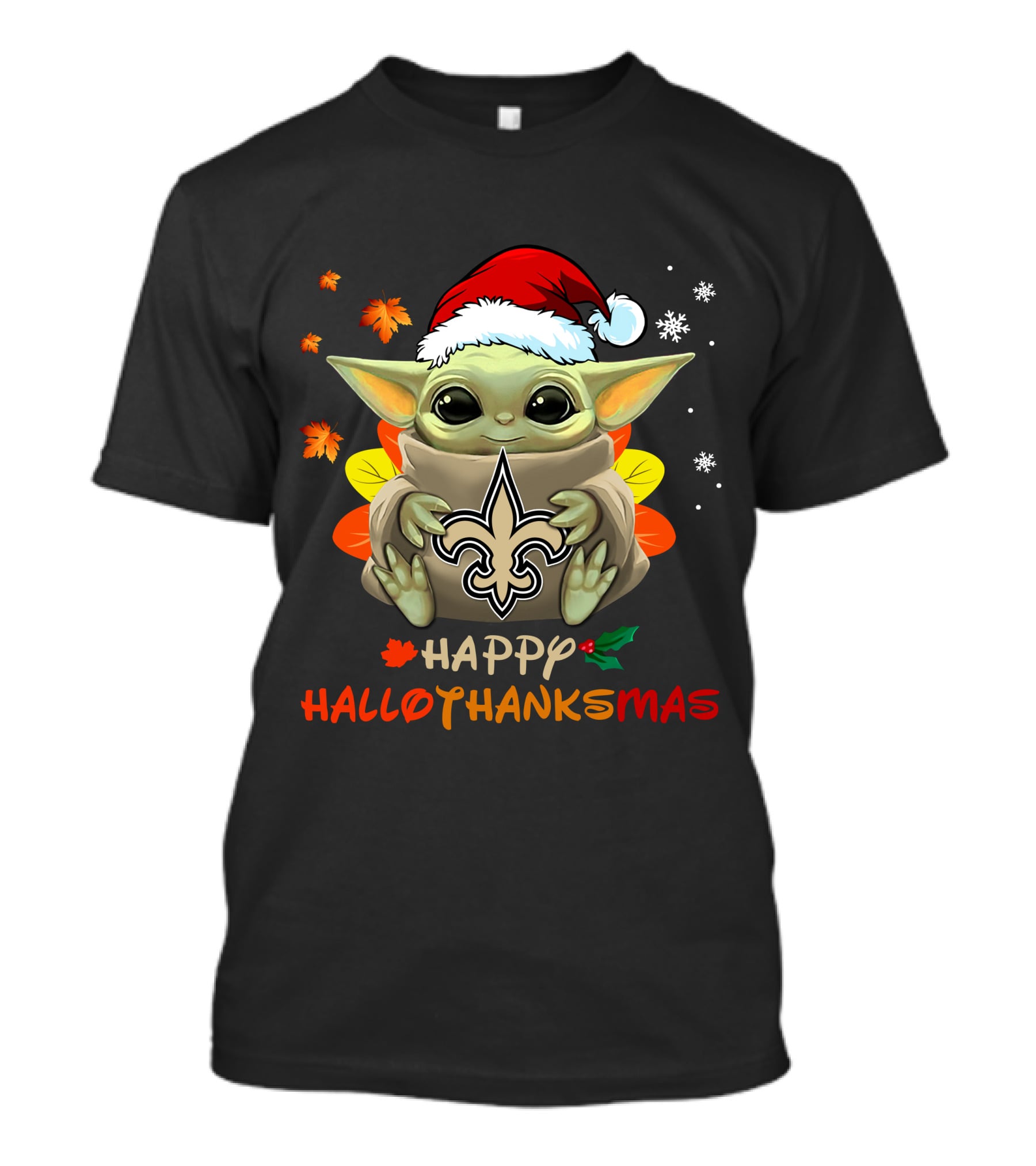 Happy Hallothanksmas New Orleans Saints Baby Yoda Holiday 505 L1PTT T-Shirt