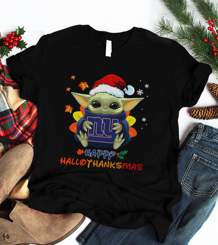 New York Giants Baby Yoda Happy Hallothanksmas T-Shirt