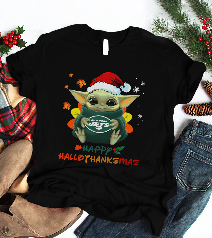 Happy Hallothanksmas New York Jets Baby Yoda 505 L1PTT T-Shirt