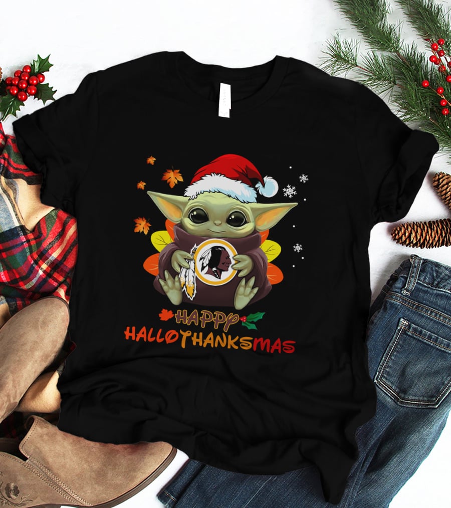 Happy Hallothanksmas Baby Yoda Washington Redskins T-Shirt