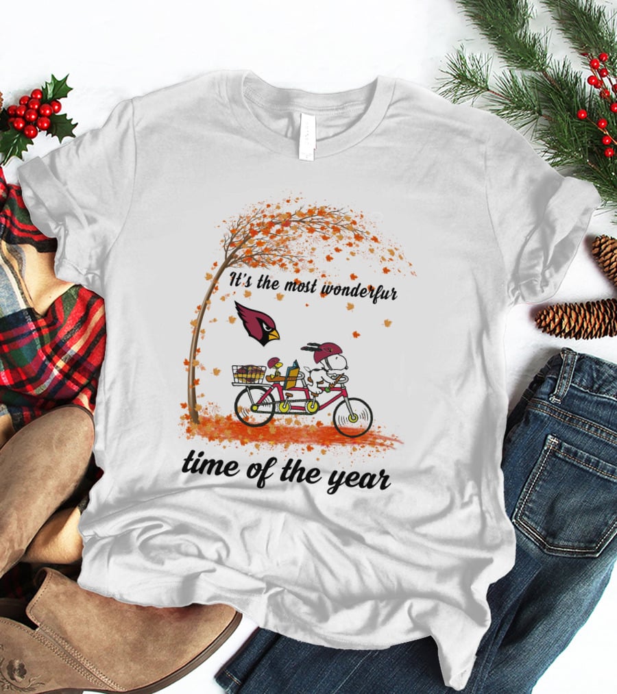 It's The Most Wonderful Time Of The Year Arizona Cardinals Autumn Snoopy Bike T-Shirt