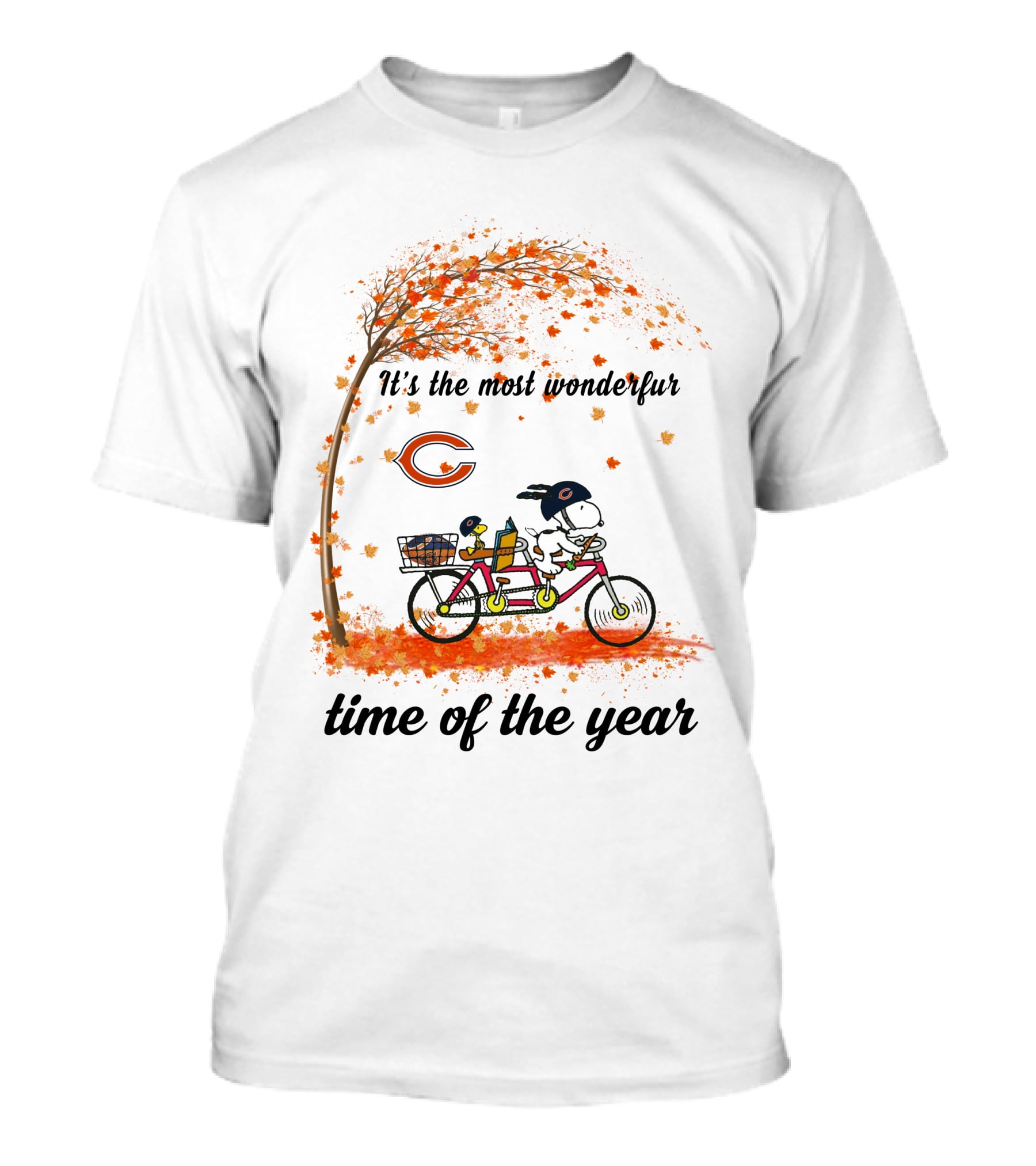 It's The Most Wonderful Time Of The Year Chicago Bears Autumn Snoopy Bicycle T-Shirt