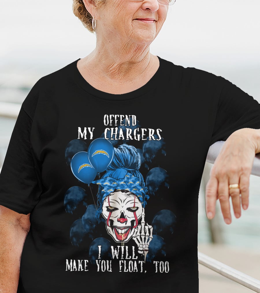 Offend My Chargers I Will Make You Float Too Los Angeles Chargers Halloween T-Shirt