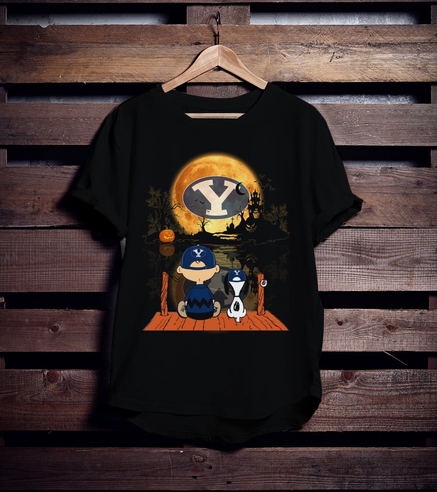 BYU Cougars Halloween Moon Peanuts Reflection T-Shirt
