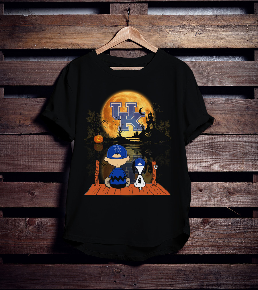 Kentucky Wildcats Halloween Full Moon Reflection Peanuts Characters T-Shirt