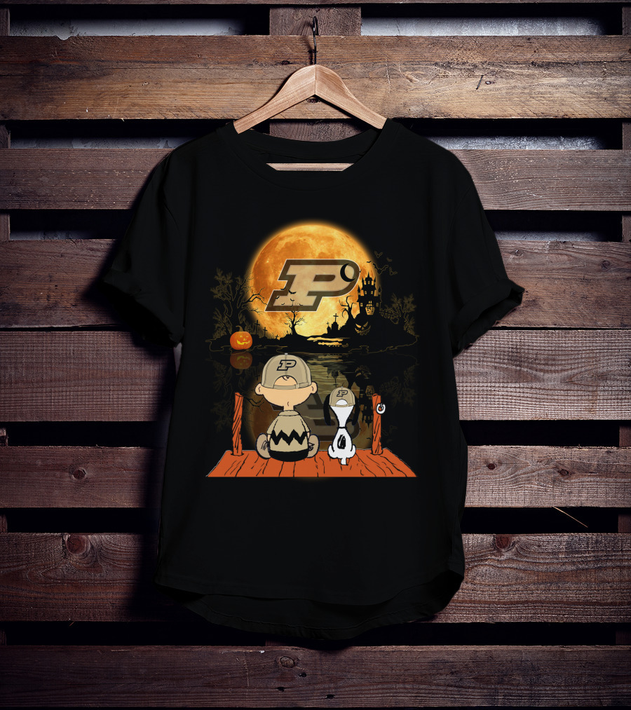 Purdue Boilermakers Halloween Moon Charlie Snoopy T-Shirt