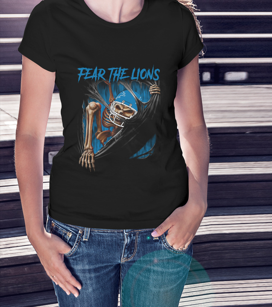 Fear The Lions Detroit Lions Skeleton 515NFL L1MTH T-Shirt