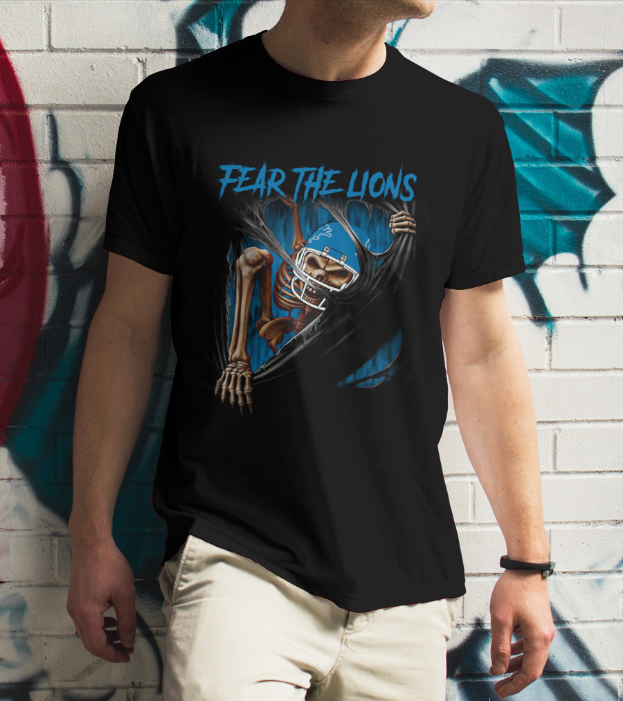 Fear The Lions Detroit Lions Skeleton 515NFL L1MTH T-Shirt