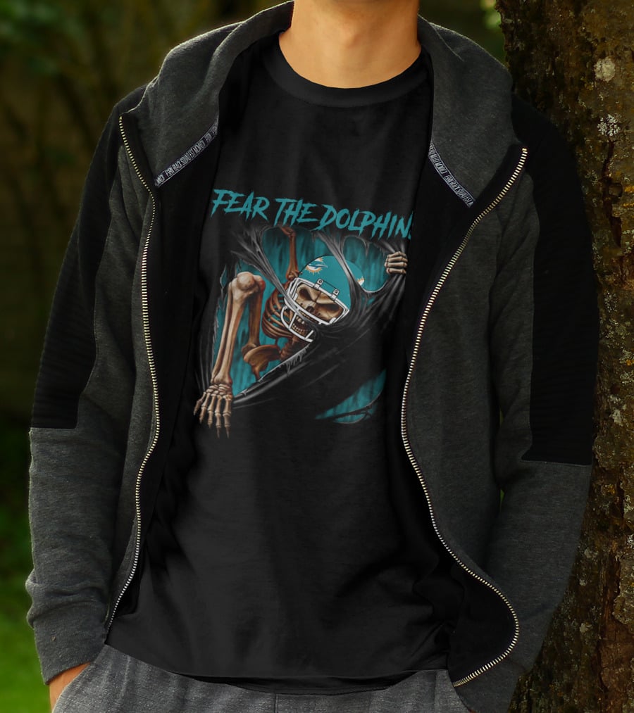 Miami Dolphins Fear The Dolphins Skeleton Football Helmet 515NFL L1MTH T-Shirt