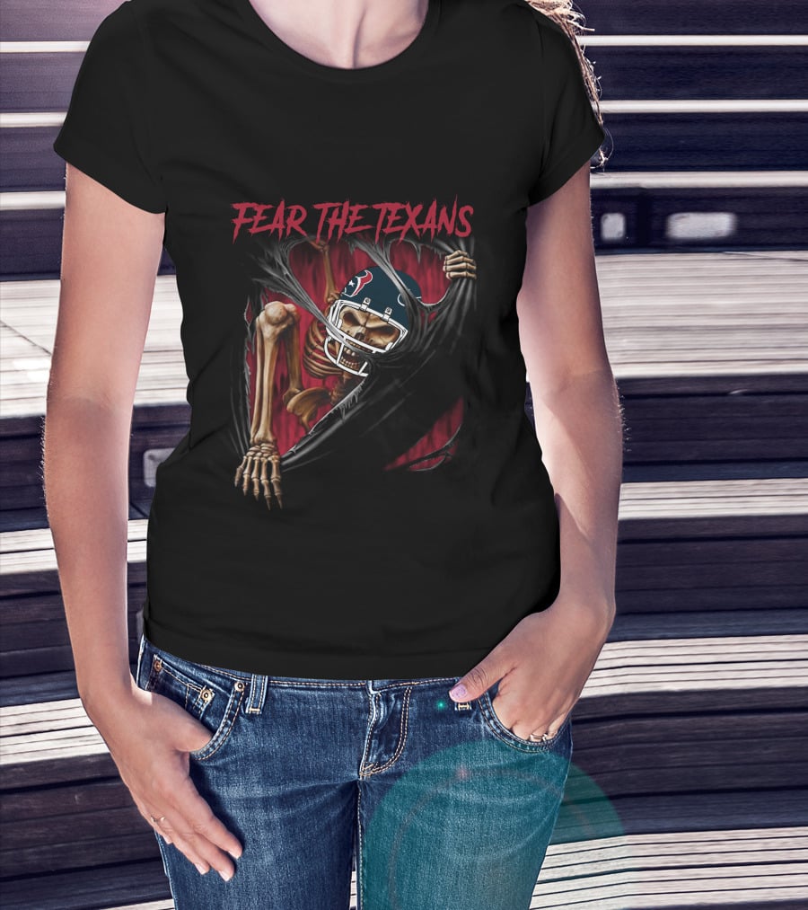 Fear The Texans Skeleton Nfl Football Theme Houston Texans 515Nfl L1Mth T-Shirt