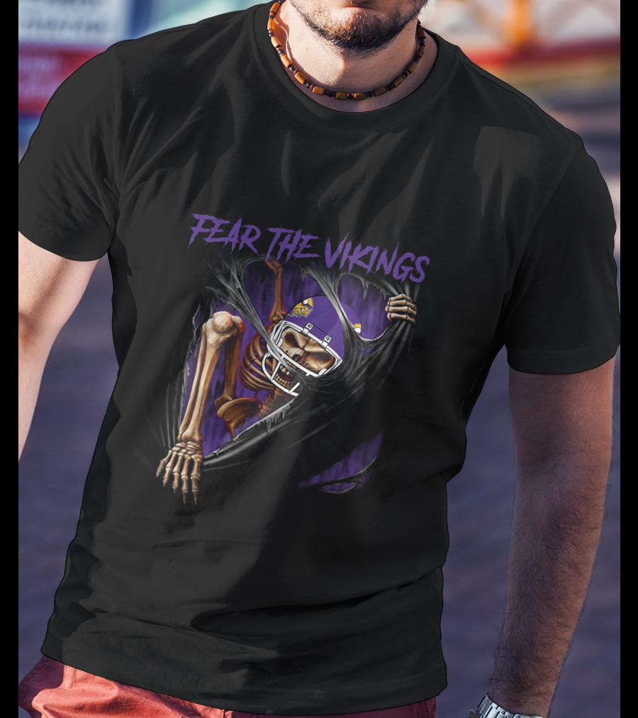 Fear The Vikings Minnesota Vikings Skeleton NFL T-Shirt