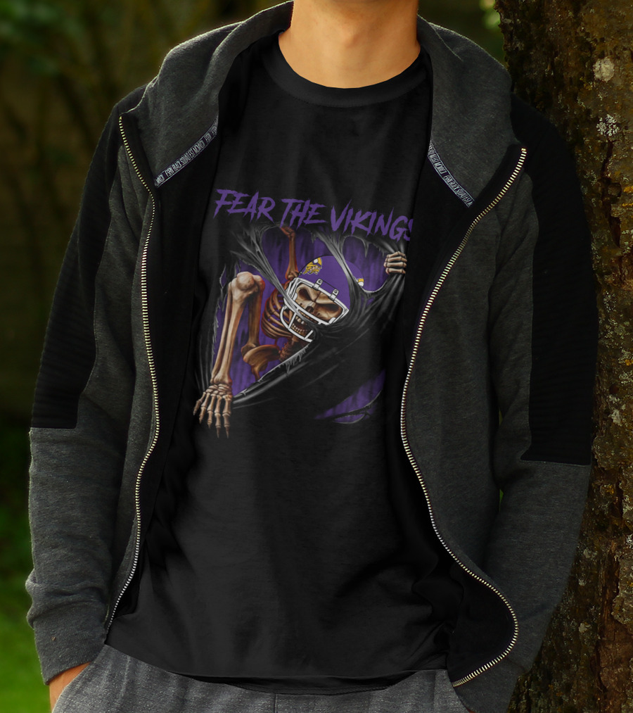 Fear The Vikings Minnesota Vikings Skeleton NFL T-Shirt