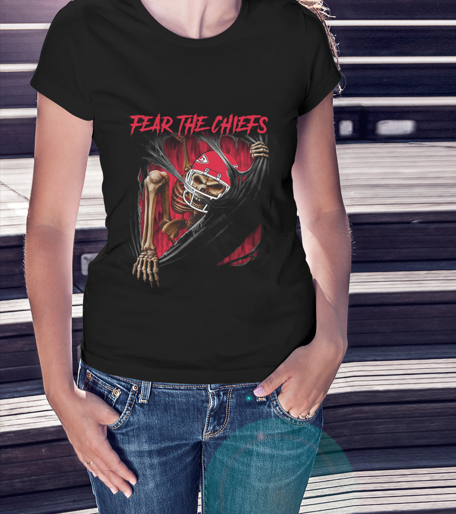 Fear The Chiefs Kansas City Chiefs Skeleton 515NFL L1MTH T-Shirt