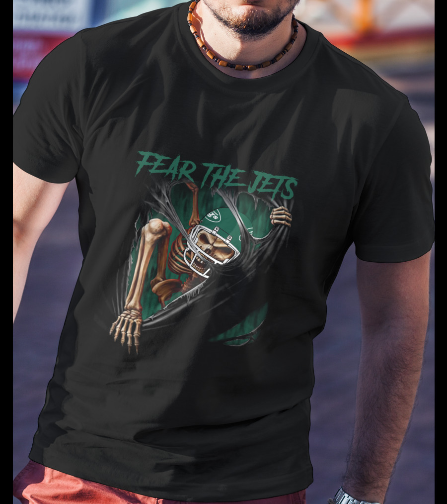 Fear The Jets Skeleton Ny 515Nfl Football L1Mth T-Shirt
