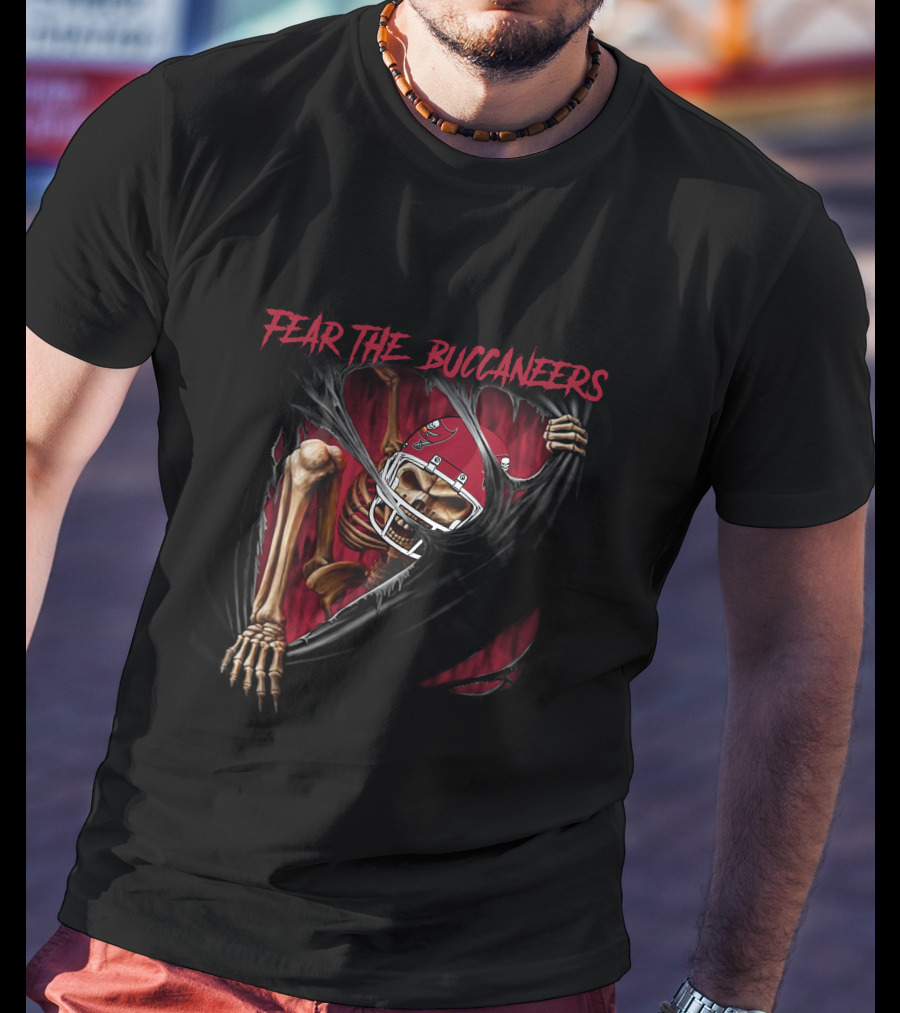 Fear The Buccaneers Skeleton Football Helmet Tampa Bay Buccaneers 515NFL L1MTH T-Shirt