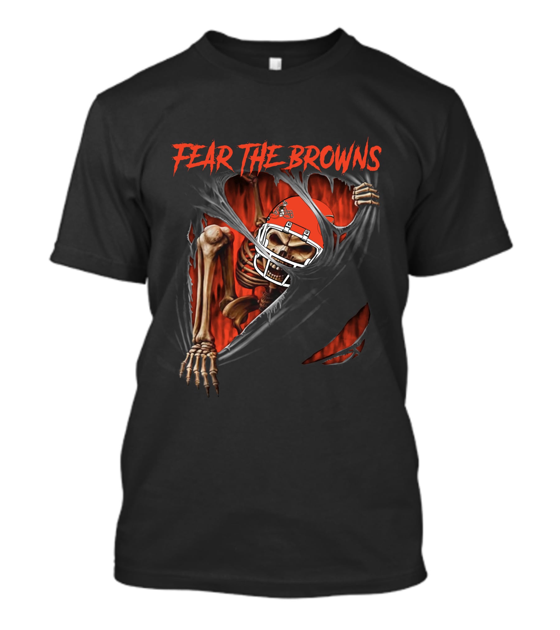 Fear The Browns Cleveland Skeleton NFL Football 515NFL L1MTH T-Shirt
