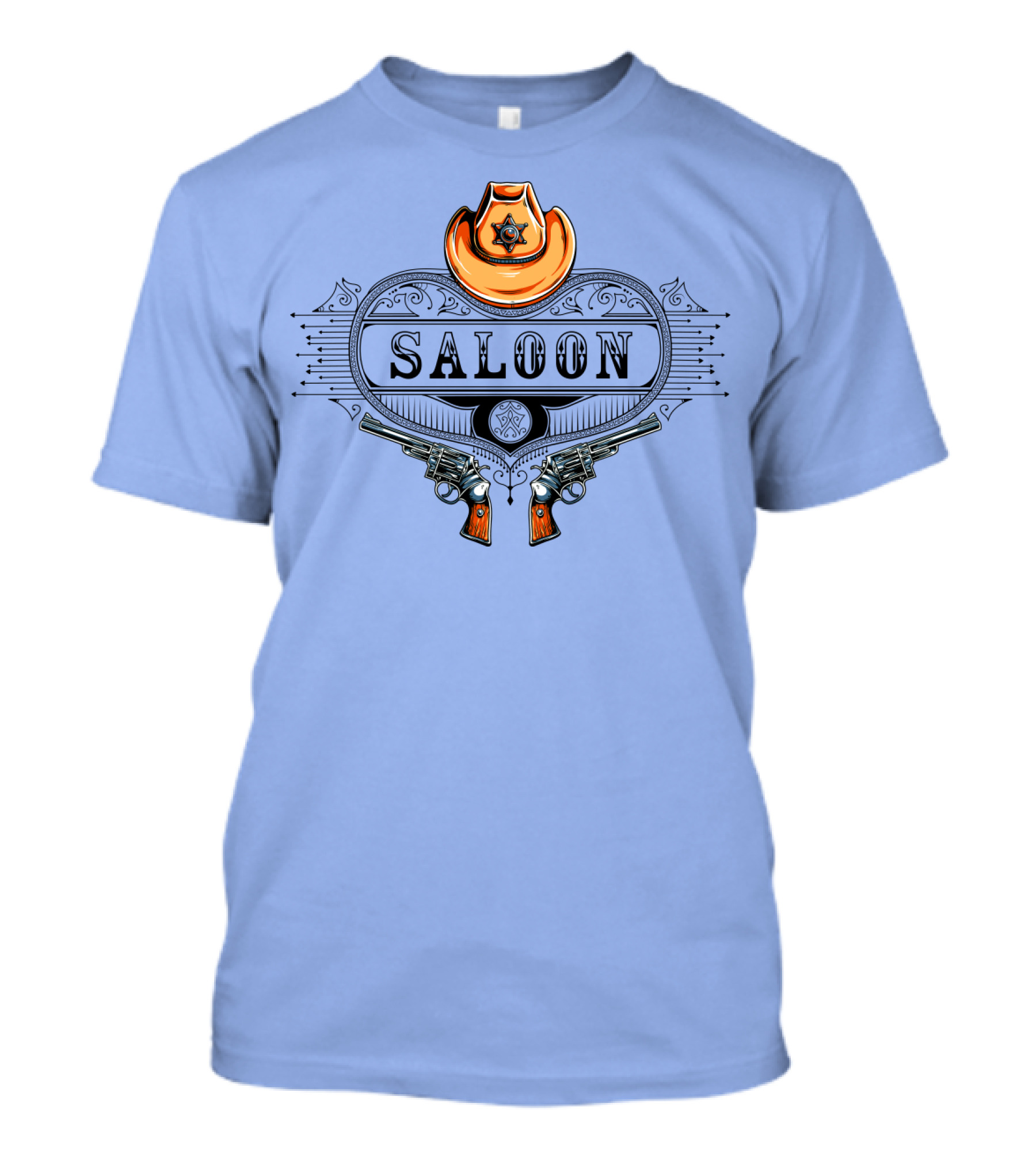 Saloon Cowboy Hat And Revolvers Vintage Western T-Shirt