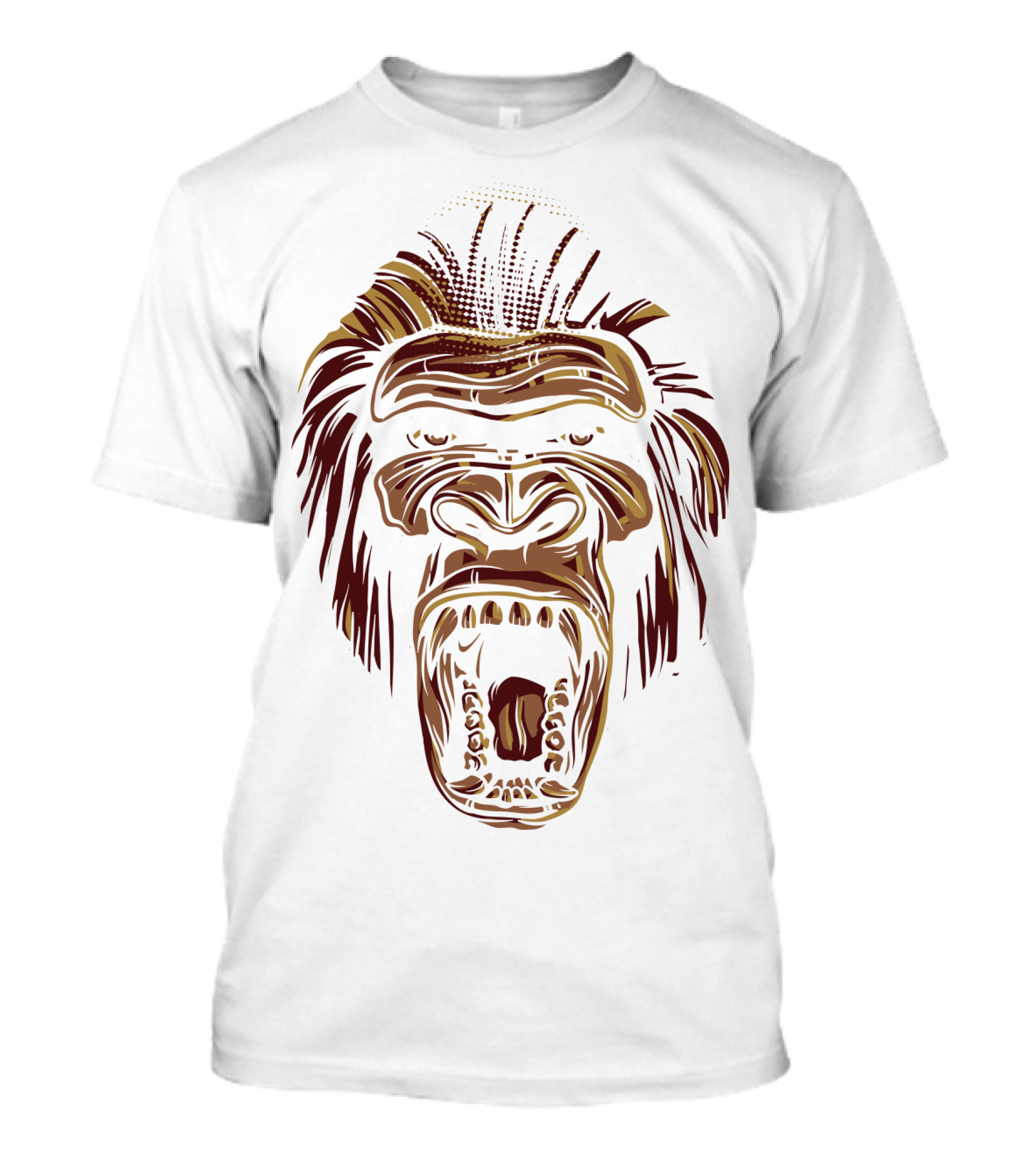 Oooppeww Roaring Gorilla Face T-Shirt