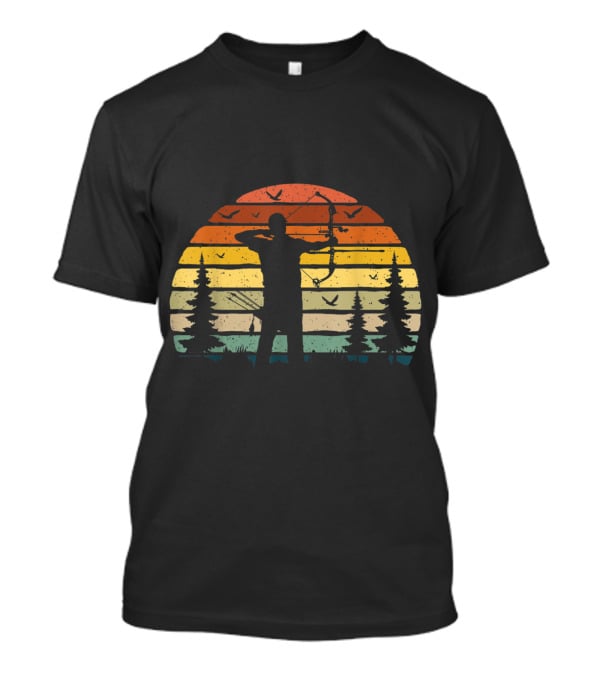 Archery Dad Daddy Archer Best Retro Sunset T-Shirt