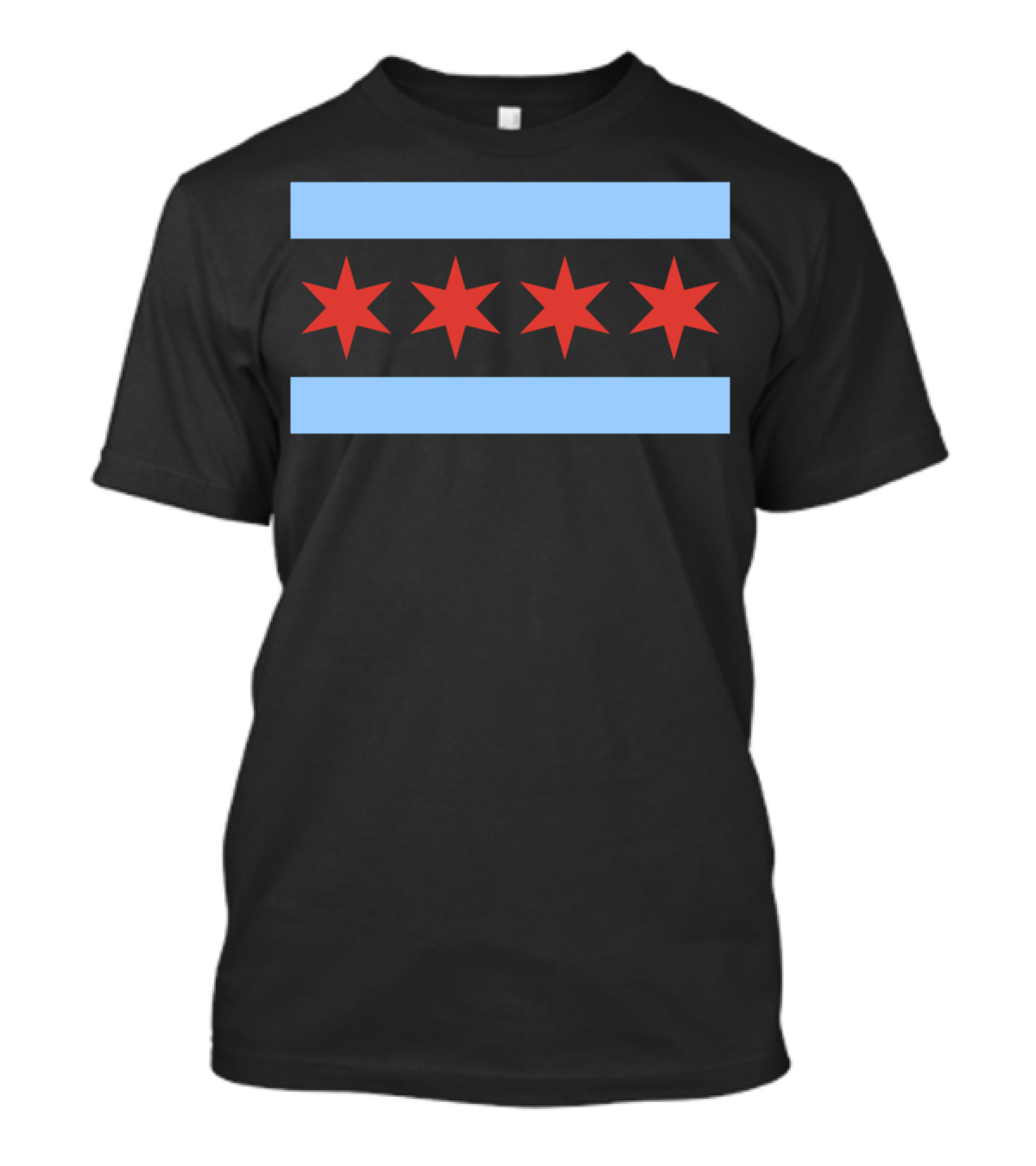Chicago Flag Classic City Blue Stripes Red Stars T-Shirt