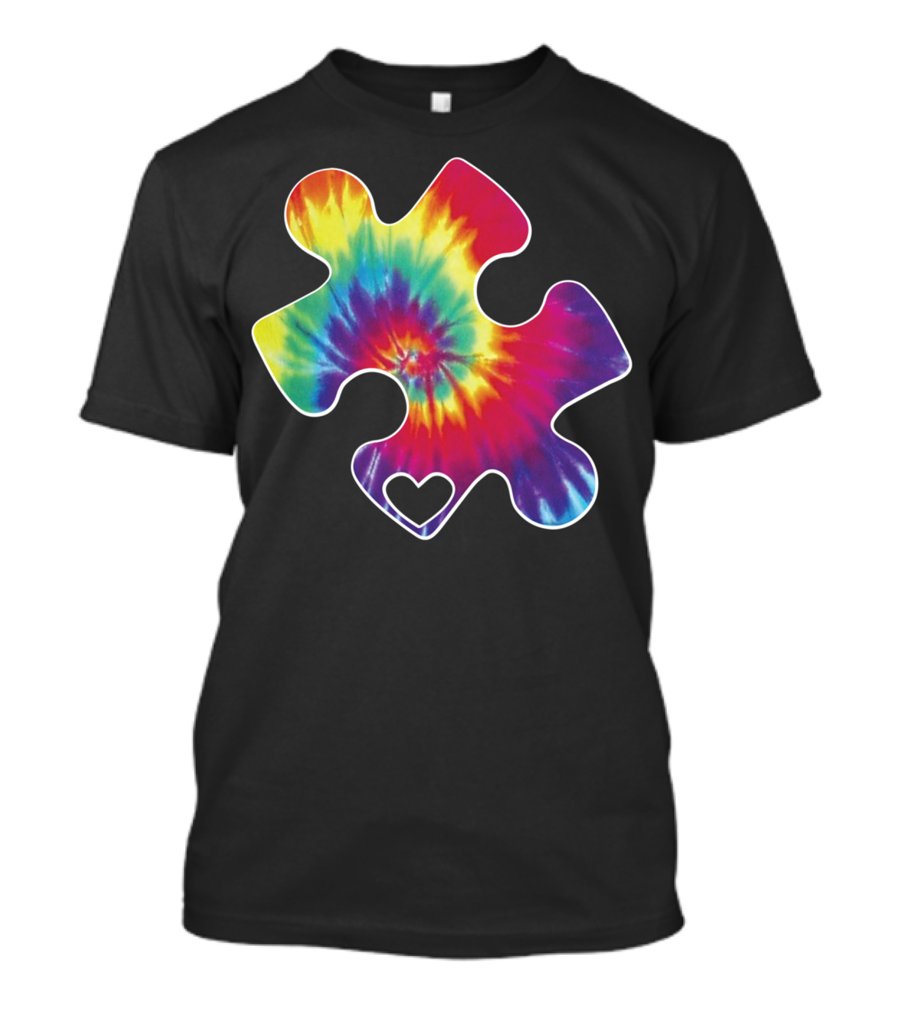 Tie-Dye Puzzle Piece Heart Cool Autism Awareness T-Shirt