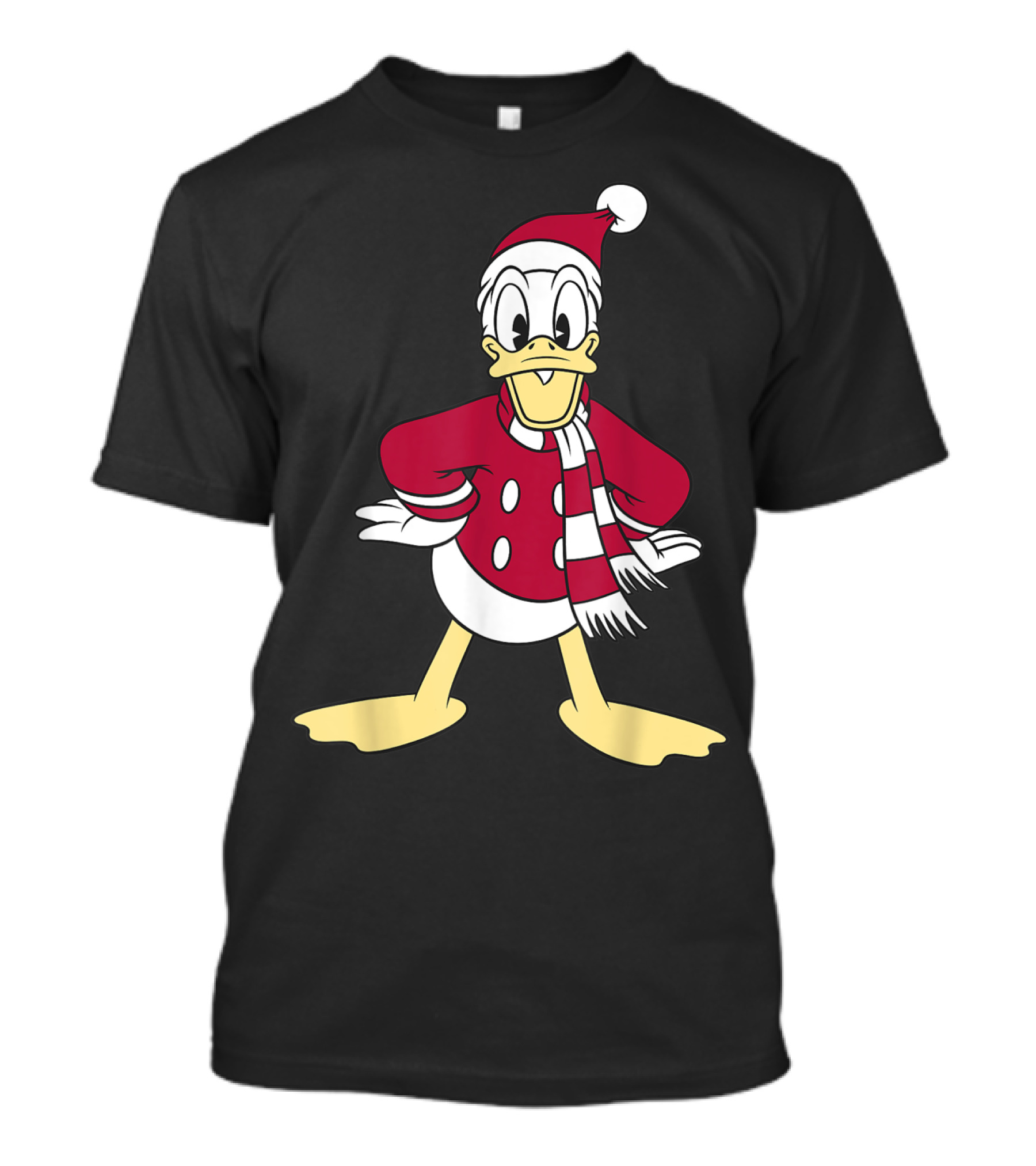Disney Donald Duck In Festive Red Santa Outfit With Scarf T-Shirt