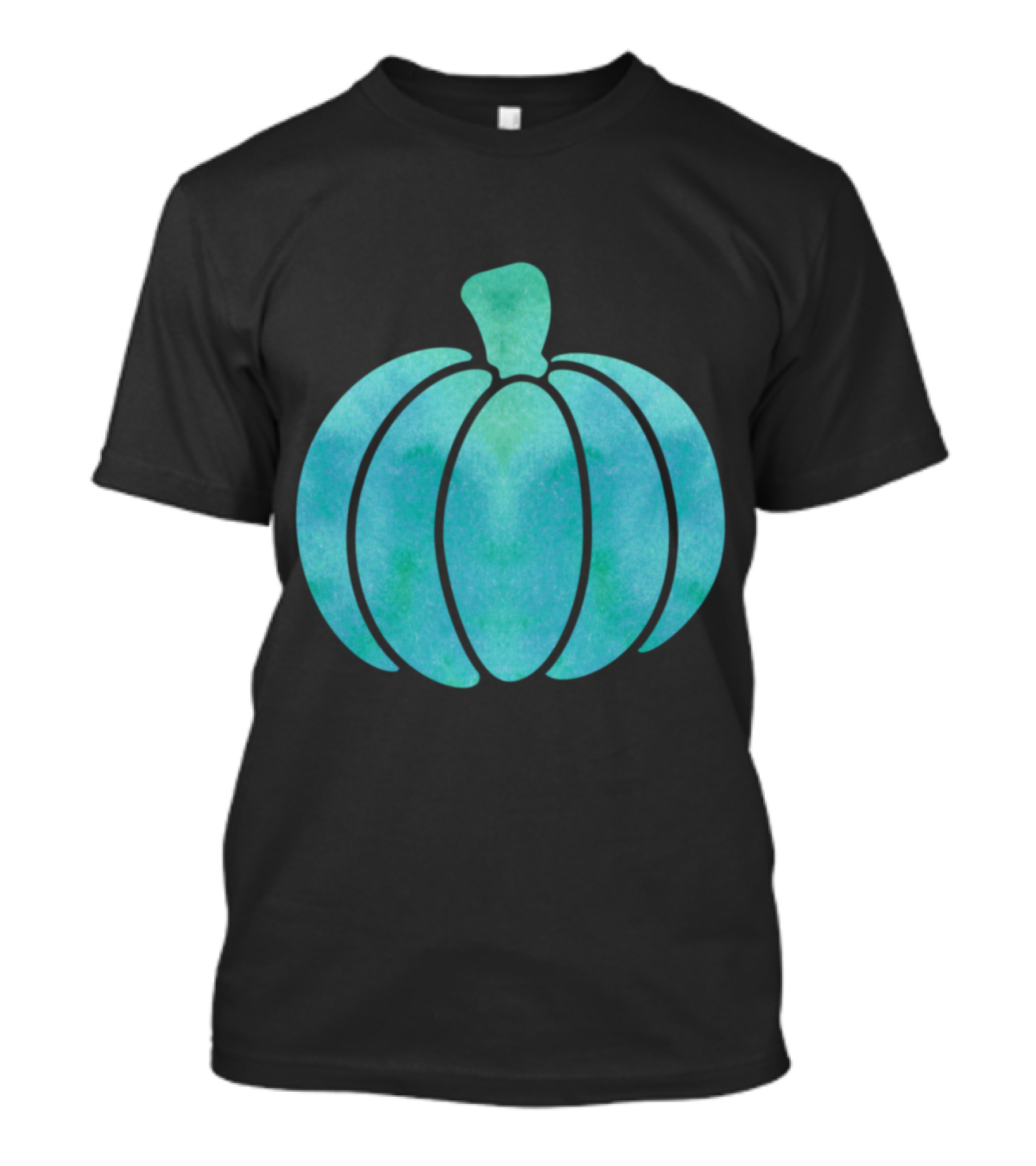Fall Teal Pumpkin Girl Watercolor T-Shirt