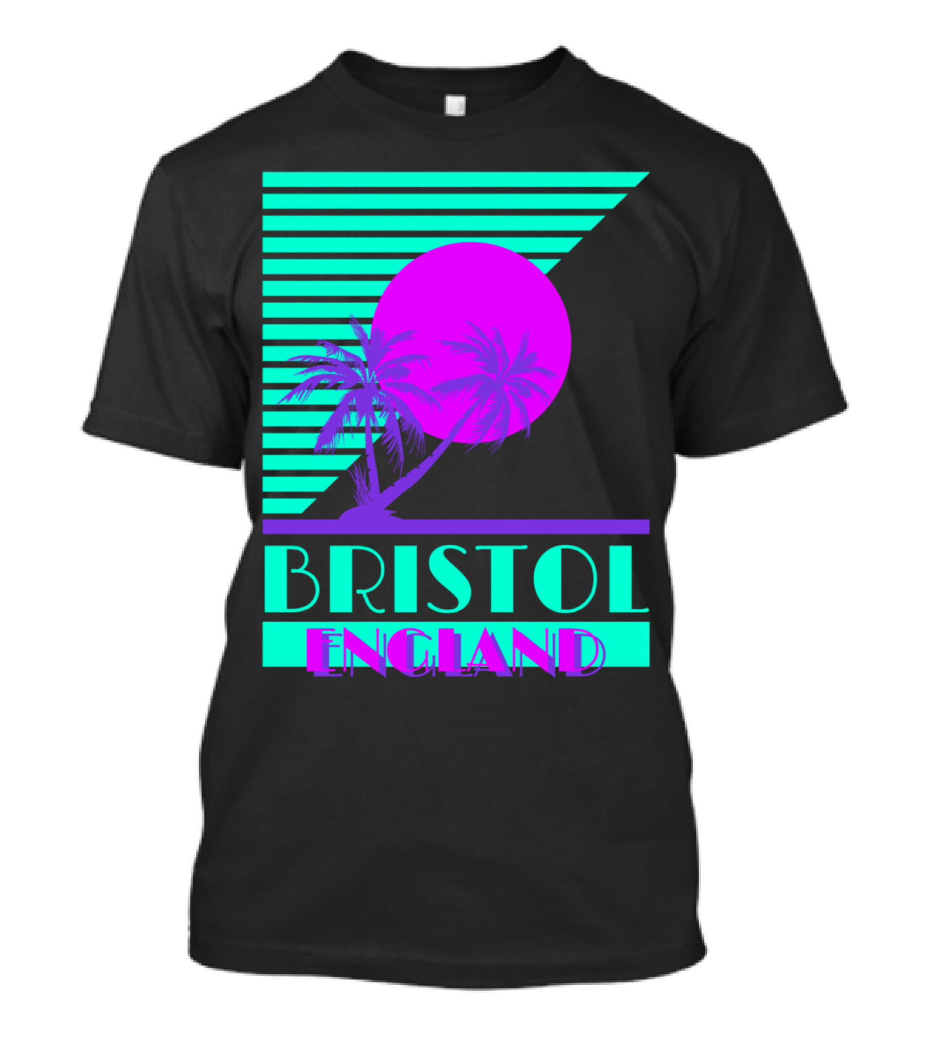 Bristol England Retro 80s Palm Tree T-Shirt