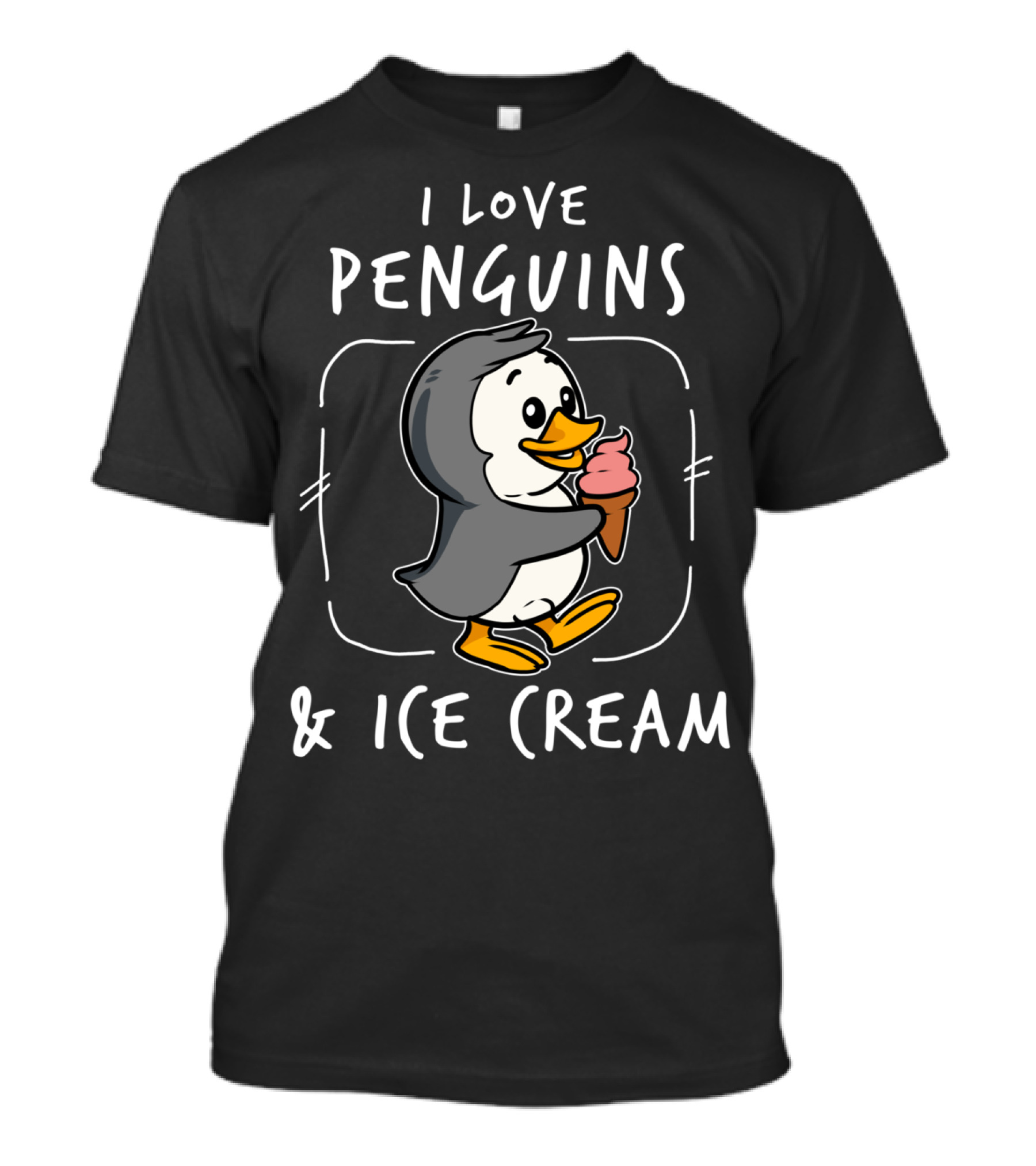 I Love Penguins And Ice Cream Sorbet Delicious Funny T-Shirt