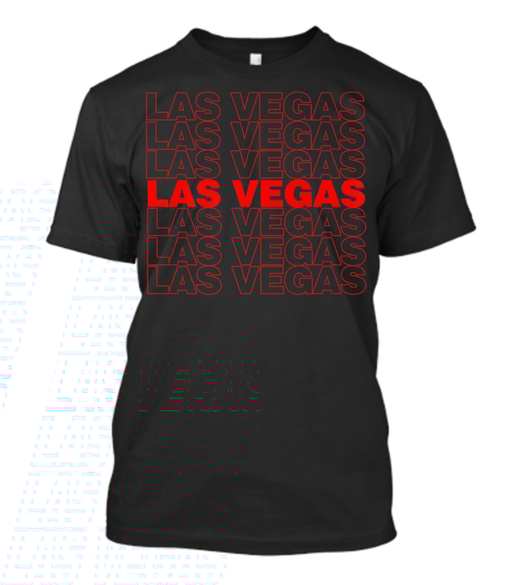Las Vegas Thank You Bag Style Nostalgic Bold Red And Black Text Repetition T-Shirt