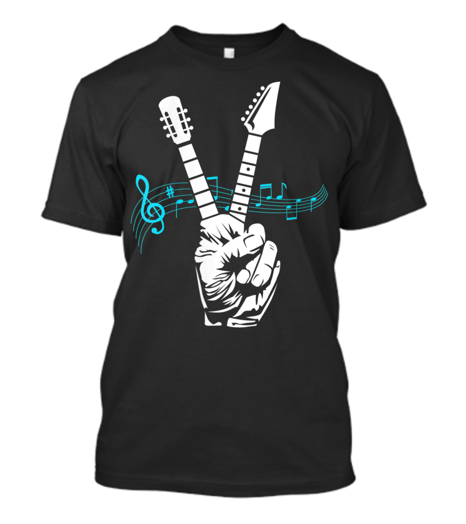 Peace Sign Musical Electric Acoustic Guitar Fusion T-Shirt