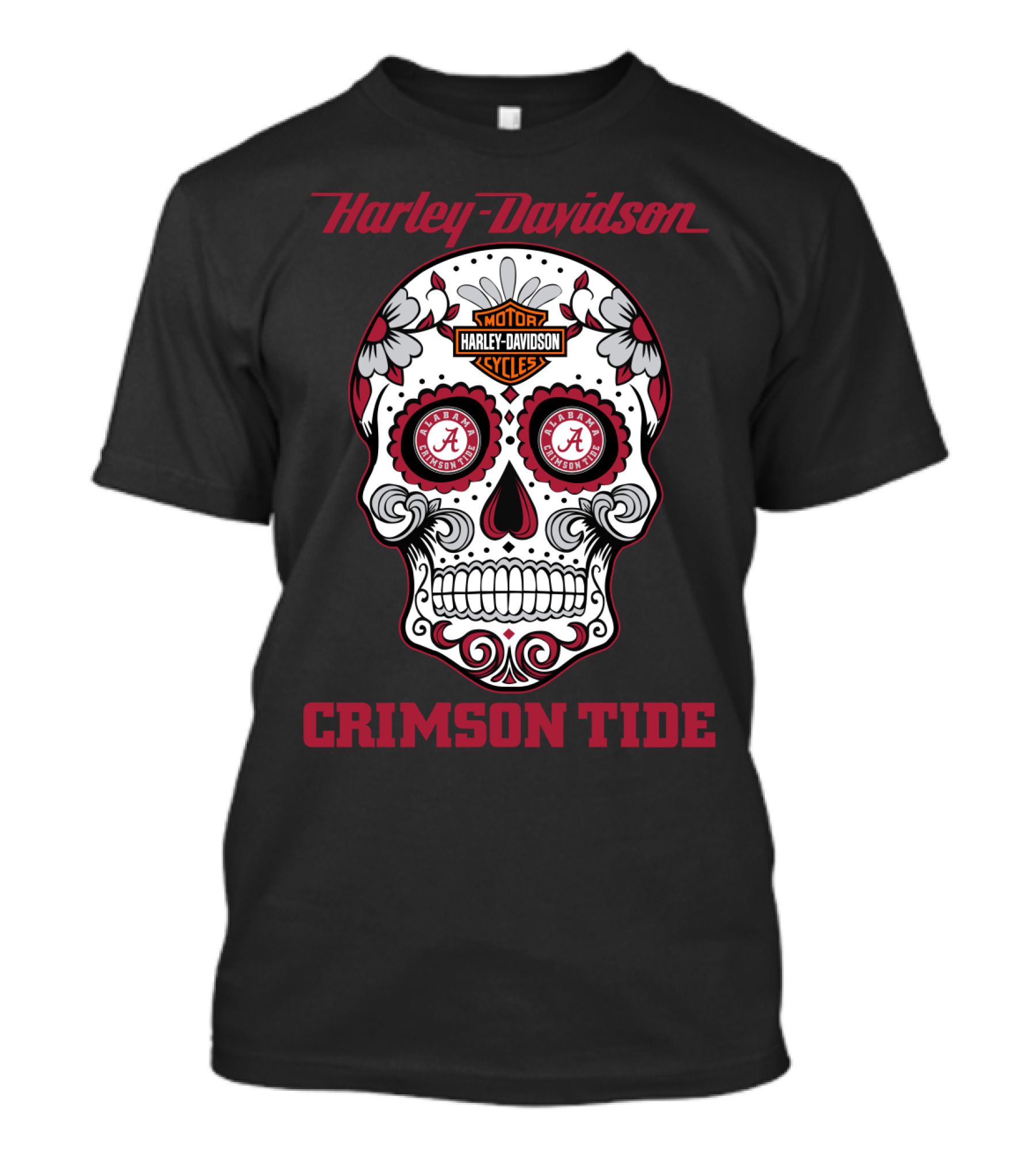 Harley Davidson Crimson Tide Alabama Sugar Skull T-Shirt