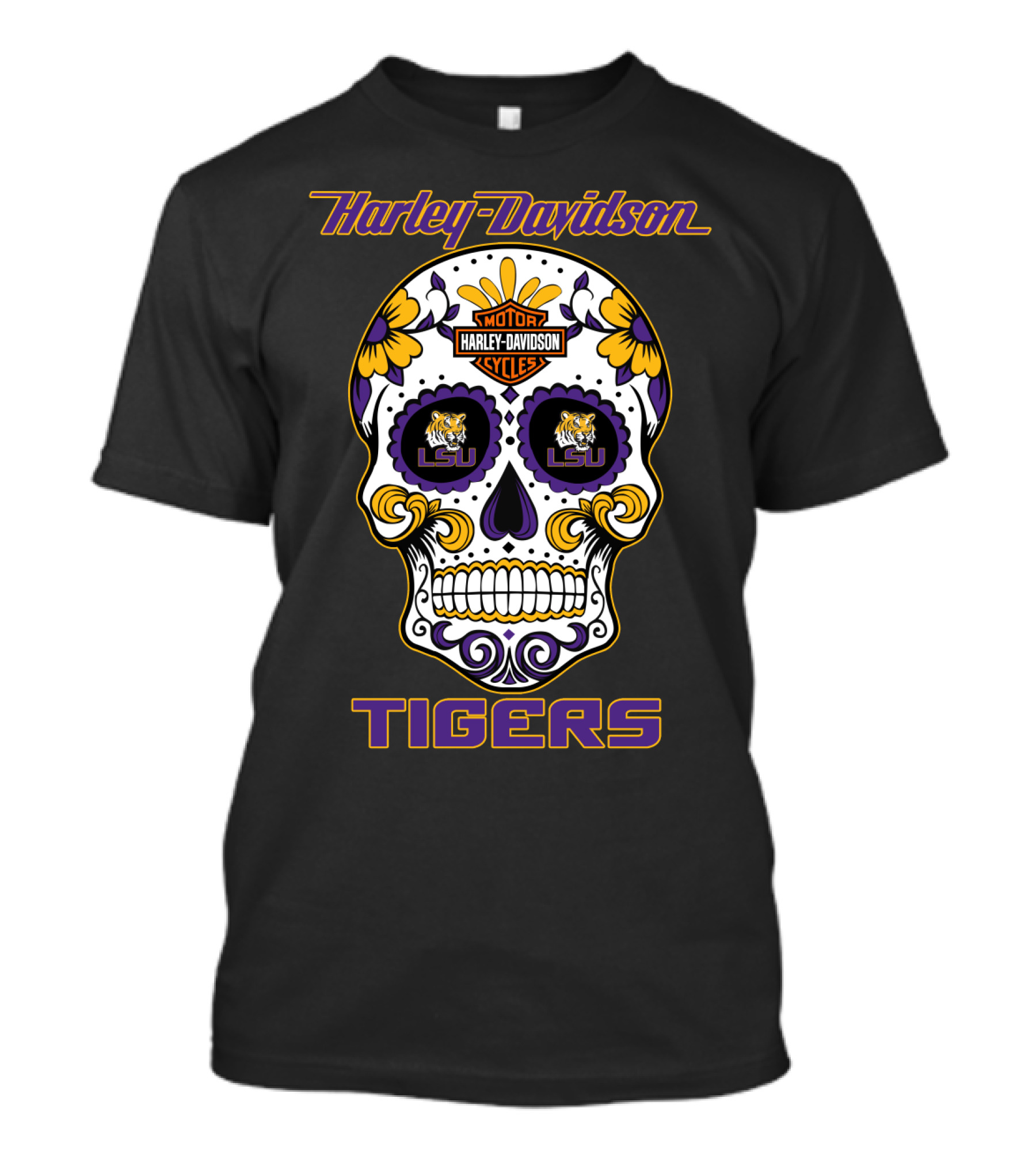 Harley Davidson Lsu Tigers Sugar Skull T-Shirt