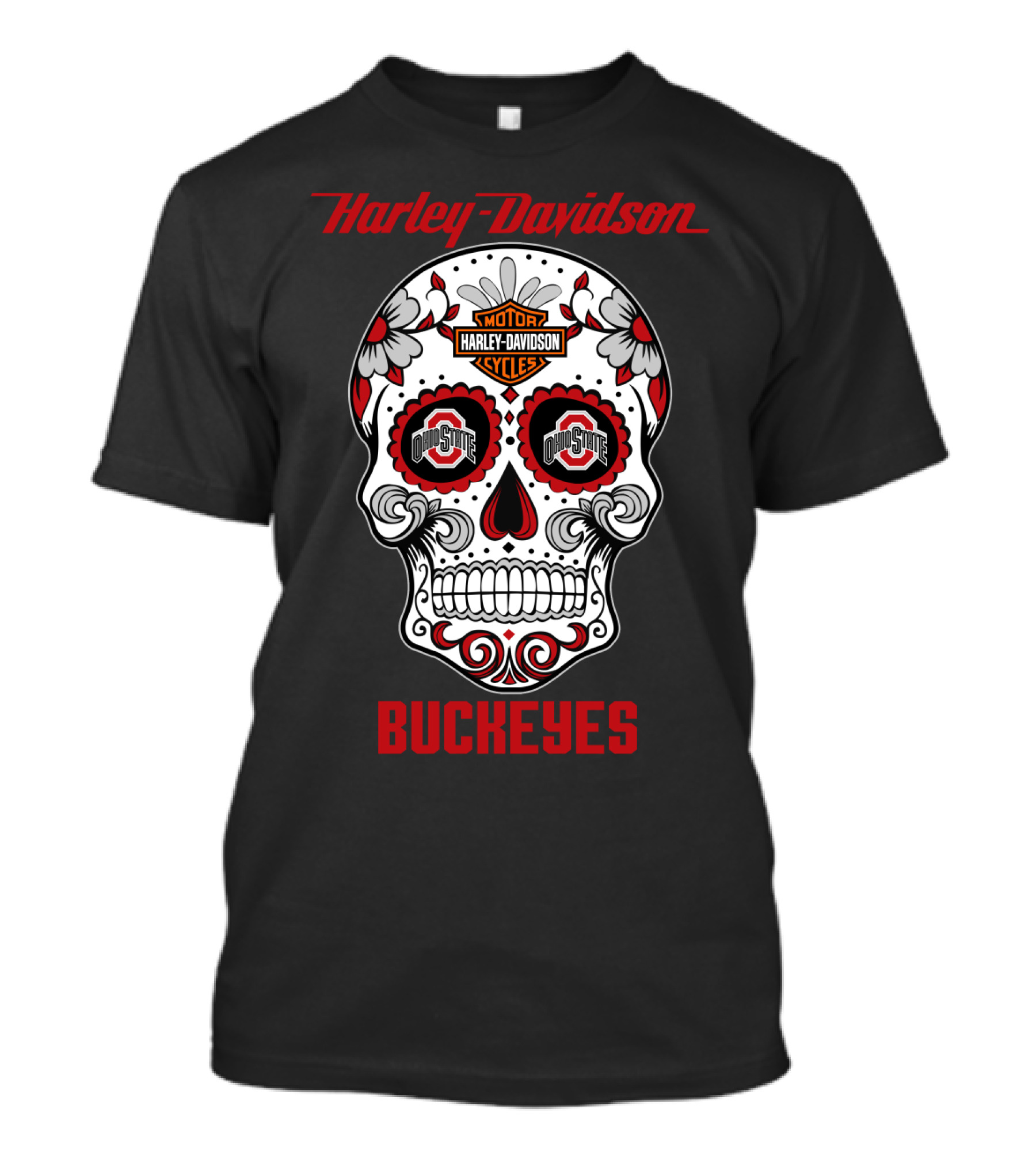 Harley Davidson Ohio State Buckeyes Sugar Skull T-Shirt