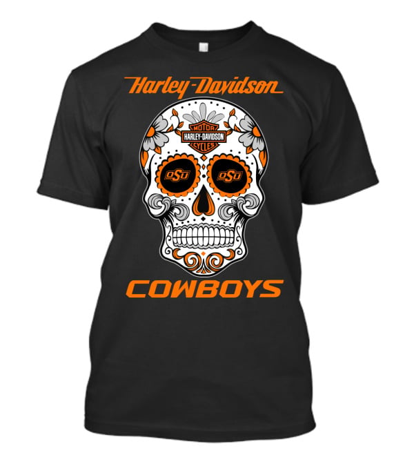 Harley Davidson Oklahoma State University Cowboys Skull Osu T-Shirt