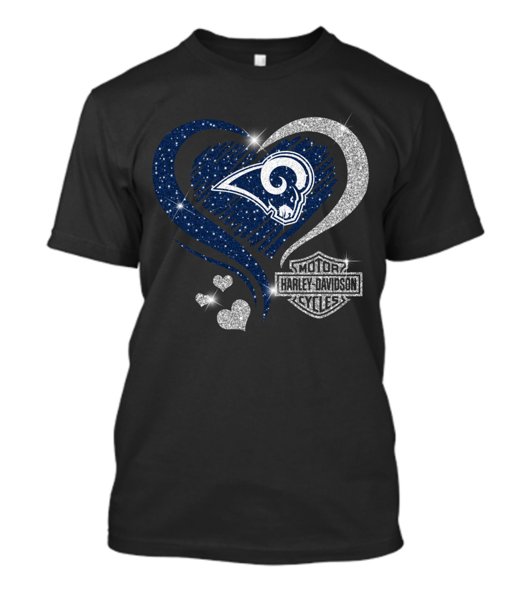 Harley Davidson Los Angeles Rams Heart Motif T-Shirt