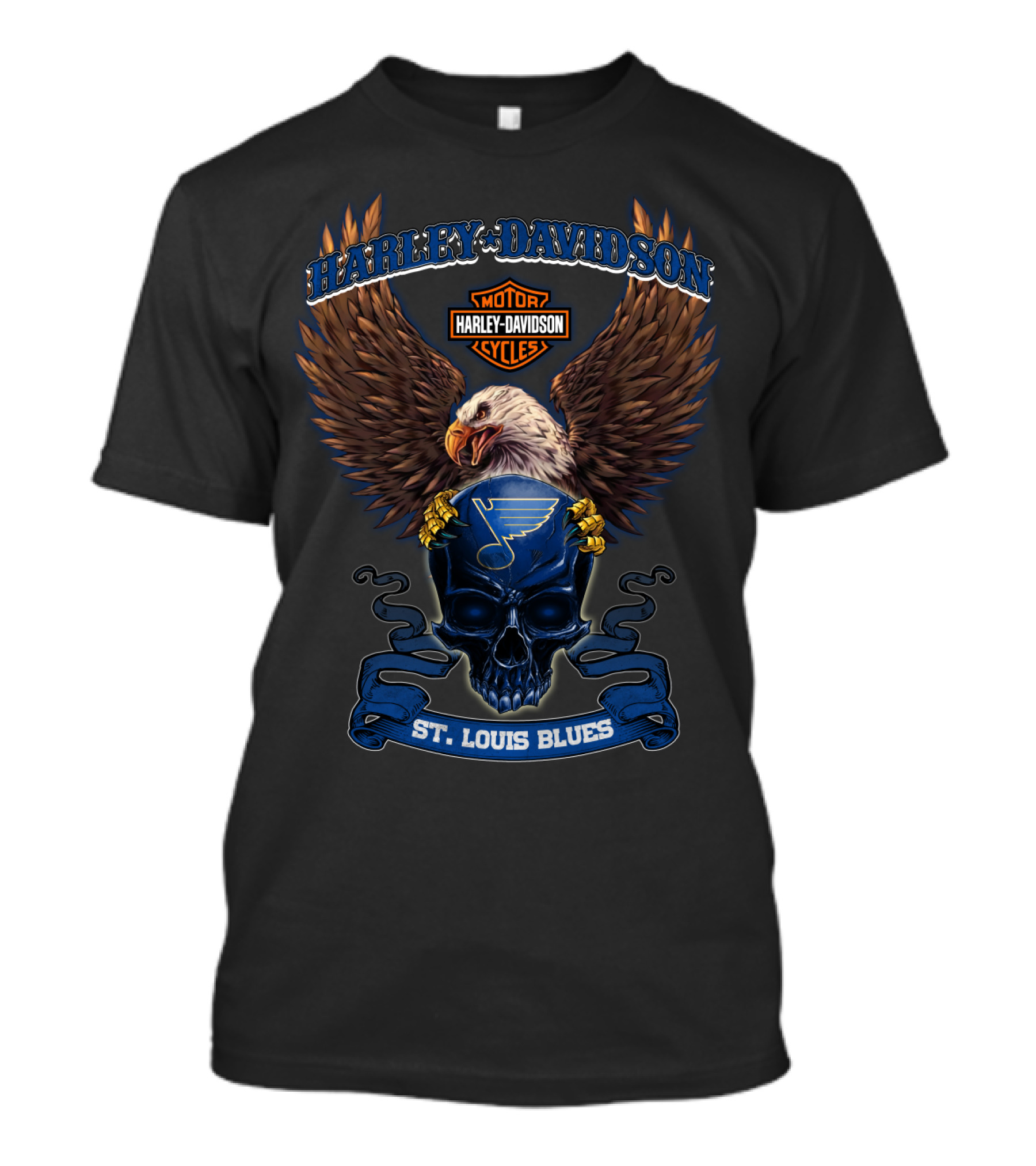 Harley Davidson Motor Cycles Eagle St. Louis Blues T-Shirt