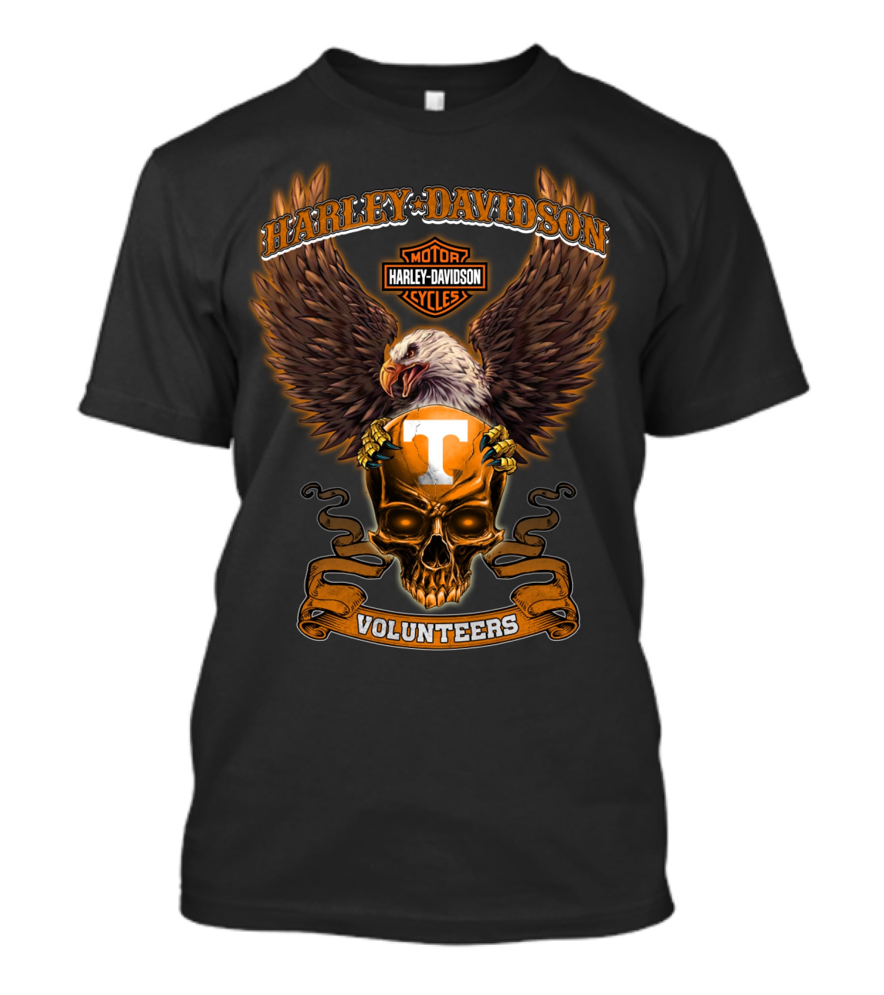 Harley Davidson Tennessee Volunteers Eagles Skulls T-Shirt
