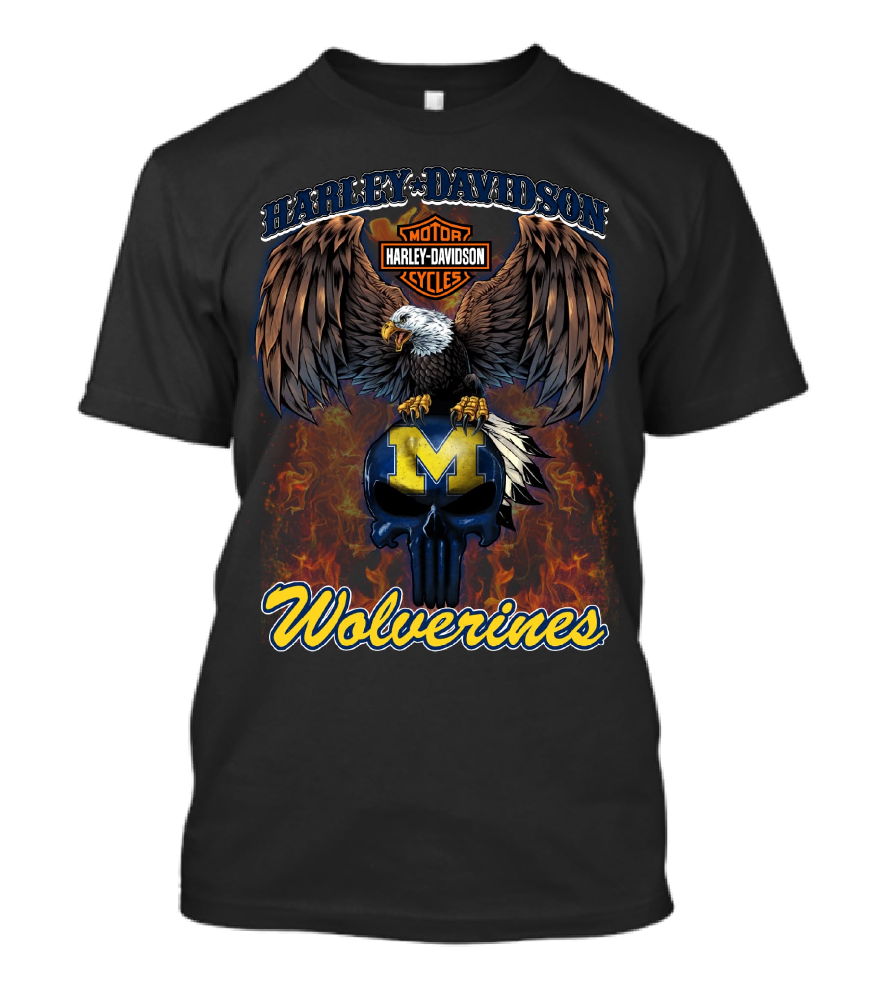 Harley Davidson Motor Cycles Eagle Michigan Wolverines T-Shirt