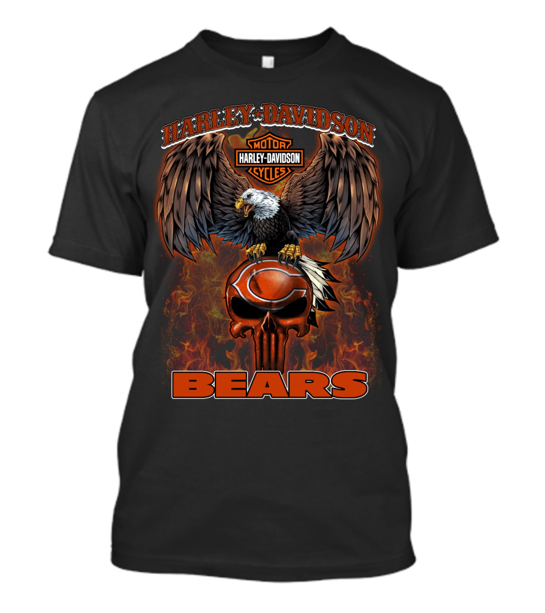 Harley Davidson Motor Cycles Eagle Chicago Bears T-Shirt