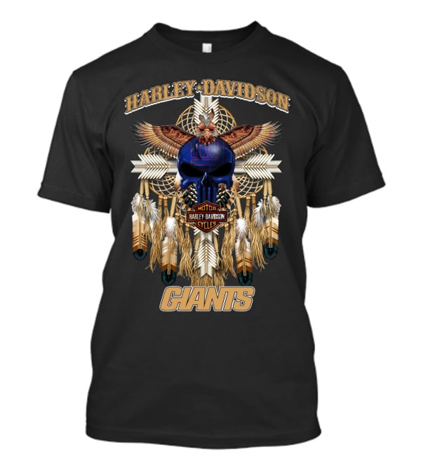 Harley Davidson Motorcycles New York Giants Native American T-Shirt
