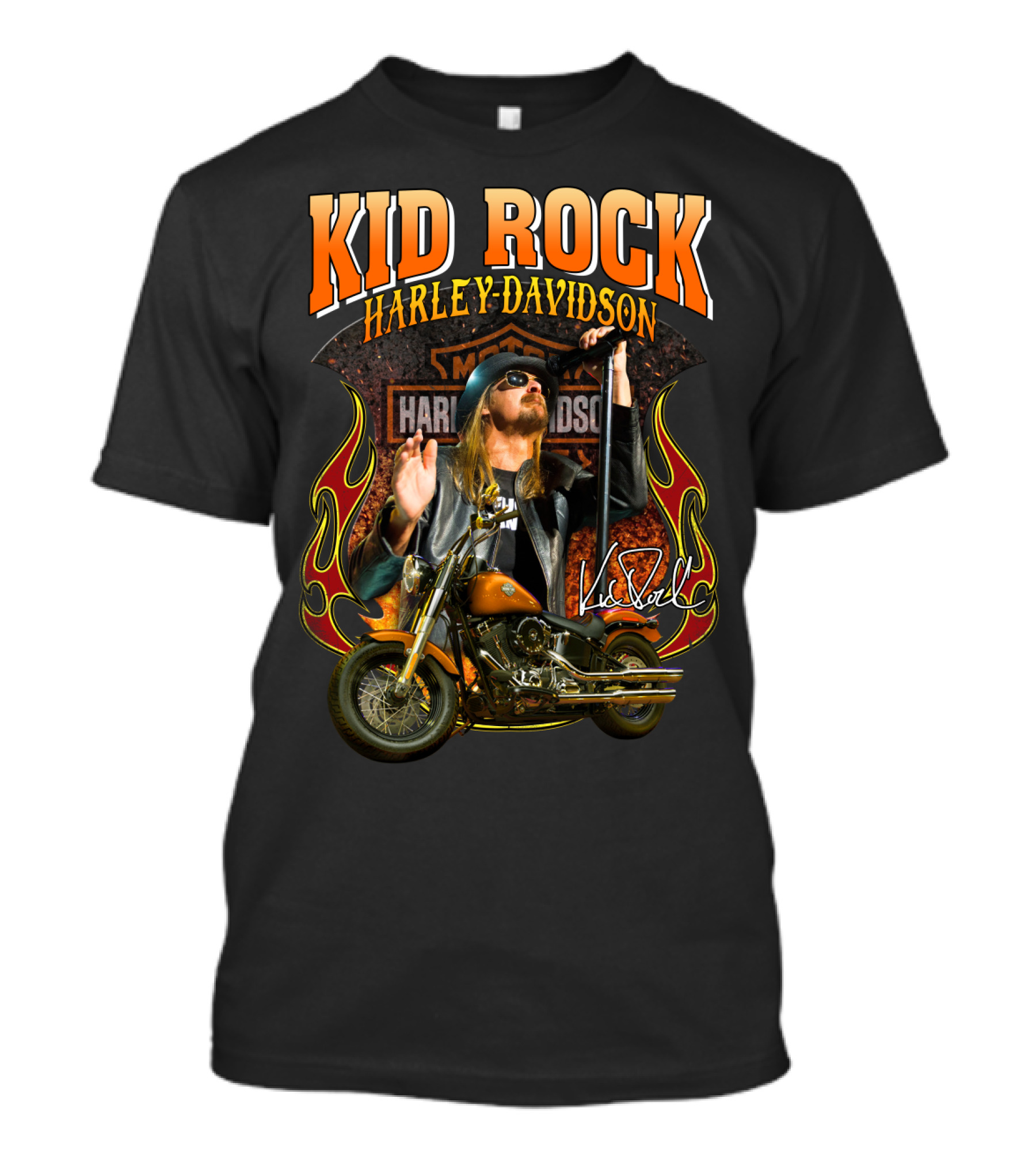 Kid Rock Harley Davidson Motorcycle Flames Promo T-Shirt