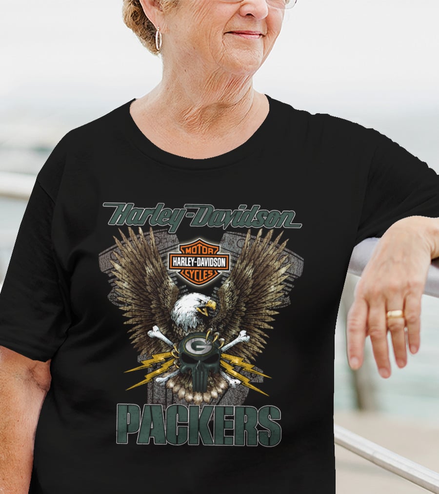 Harley Davidson Packers Motor Cycles Eagle T-Shirt