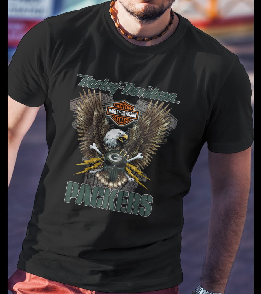 Harley Davidson Packers Motor Cycles Eagle T-Shirt