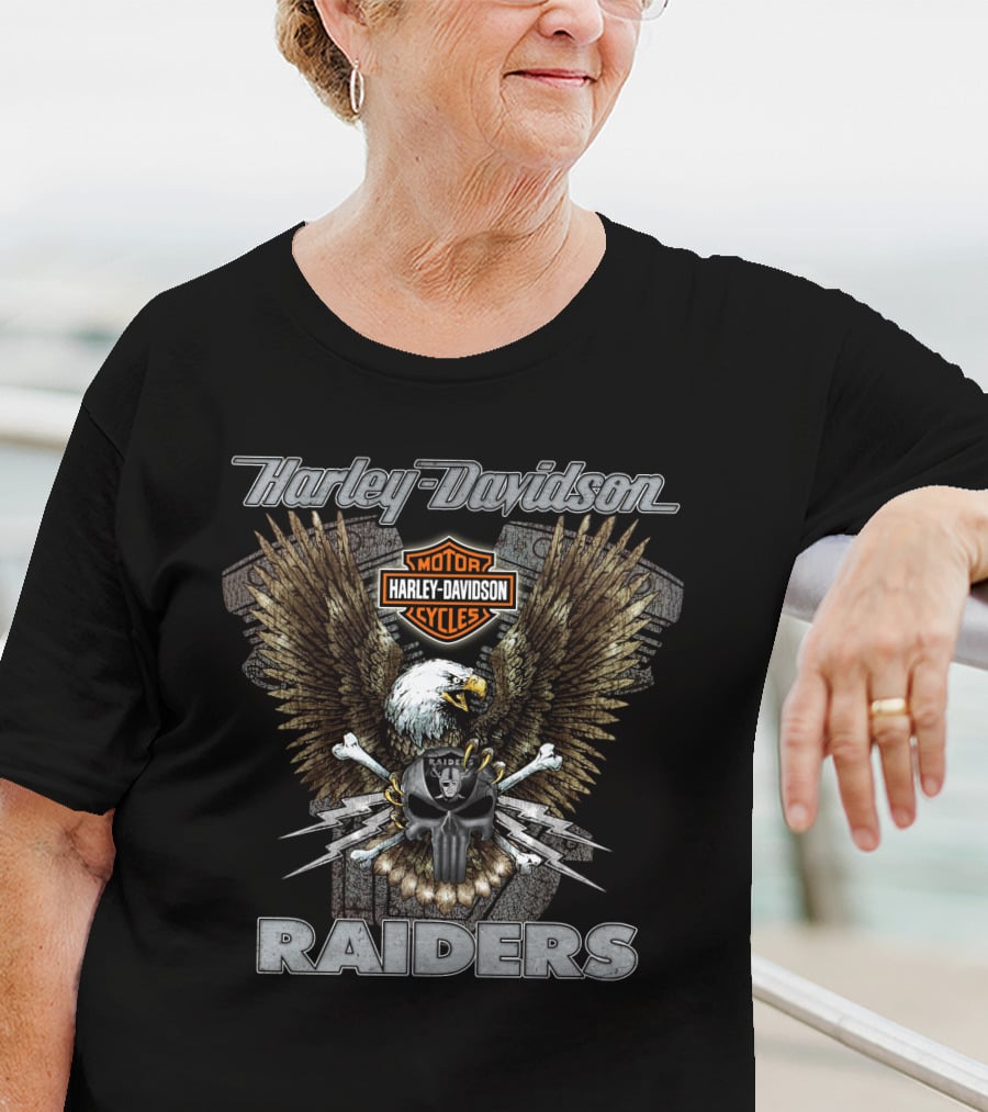Harley Davidson Motorcycles Eagle Raiders Nfl Las Vegas T-Shirt